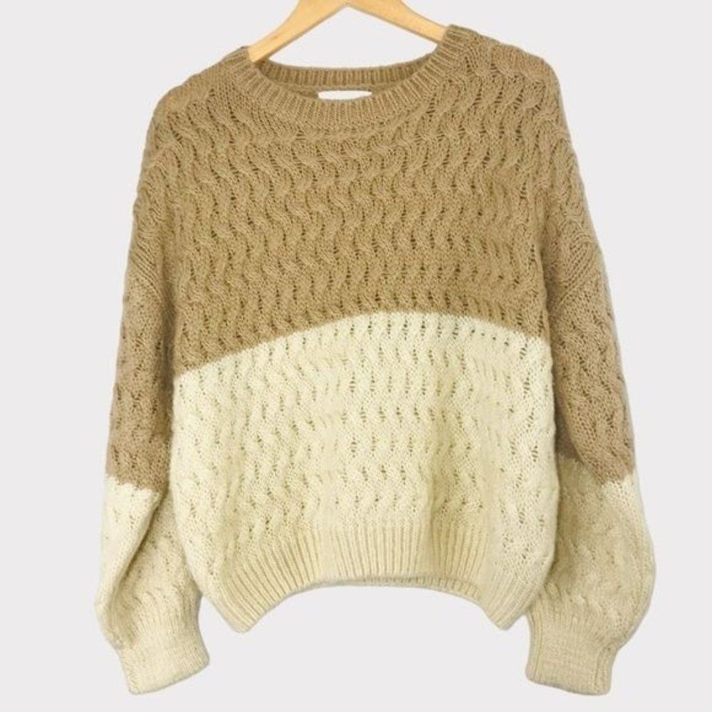 Vine & Love Chunky Knit Colorblock Sweater Size Medium